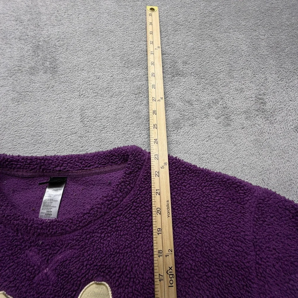 Disney Winnie The Pooh Sweater Girls Large Purple Fuzzy‎ Faux Fur Sleepwear